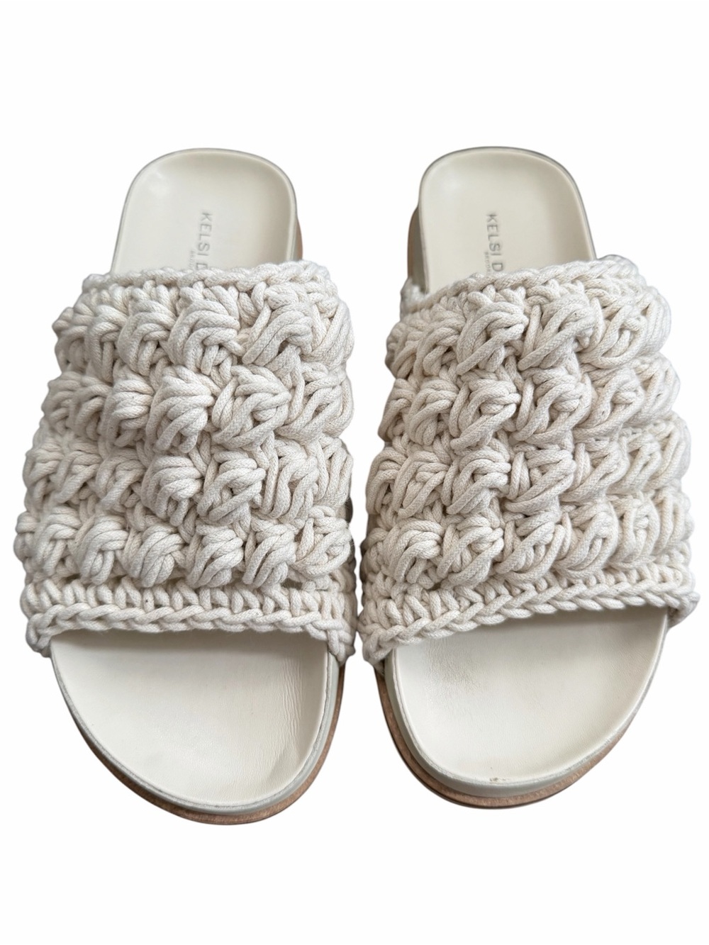 Kelsi Dagger Brooklyn Squish Knotted Platform Slide Sandal size 8 Shell Ivory